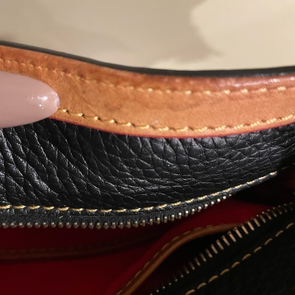 Dooney & Bourke Pebble Grain Medium Pocket Satchel Black and Tan - Picture 16 of 16